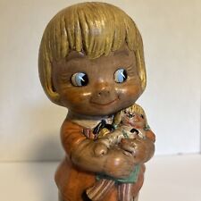 Vintage Ceramic Girl Holding Baby Doll Figurine 1973 Pottery 9