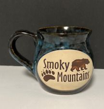Smokey Mountains Stoneware Black, Blue Souvenir Coffee Mug picture