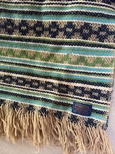 Vtg 60s-70s Pendleton 100% Virgin Wool Woven Fringe Throw Blanket 52x54” Blue picture