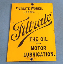 Vintage Filtrate Motor Oil Sign - Gasoline Pump Plate Engine Lube Porcelain Sign picture