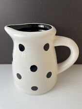 TERRAMOTO Ceramic Mini Pitcher White & Black Dots 5” Tall picture