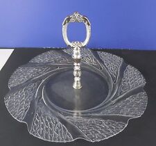 Crystal Serving Tray w silver plated handle Modern Design Fairfield Round In box picture