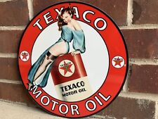 12in TEXACO Gasoline MOTOR OIL SIGN Gas Vintage Style Steel Sign Pump Plate picture