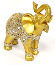 Auspicious Large Thai Buddha Feng Shui Golden Elephant With Trunk Up Statue picture