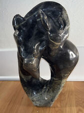 Vintage African Carved Stone Sculpture Animals Giraffe Zimbabwe Shona Large 15” picture