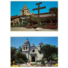 Vtg Ephemera MCM Set Of 2 RPPC Postcards Carmel Mission San Carlos California picture