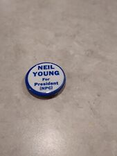 Vintage Pinback Button Neil Young For President NPC White Blue picture
