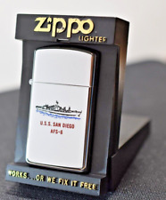 1985 Zippo U.S.S. San Diego AFS-6 Slim lighter Never fired.. Brand New . picture
