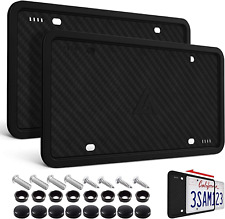  Silicone License Plate Frames 2 Pack Black with screw & nuts 12.30” x 6.30”  picture