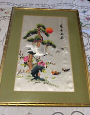 Japanese Silk Embroidery tapestry bamboo frame picture
