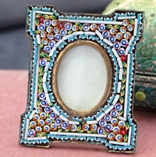 Antique Victorian / Edwardian Handmade Micro-Mosaic Glass FLOWERS Picture Frame picture