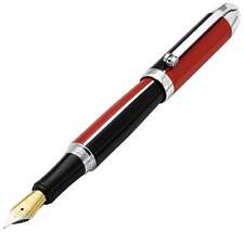 Xezo Visionary Fine Fountain Pen, Red & Black Enamel. Chrome Plated. Handmade picture