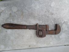 Vintage Stillson #10 adjustable pipe wrench, USA, wood handle picture