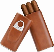 Cigar case Cedar Wood Lined - Cigar Travel case Cigar Cutter humidor case (Brown picture
