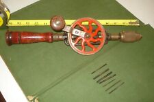 Millers Falls # 2 Egg beater hand drill w/ 7 original fluted drill bits, 1920's picture