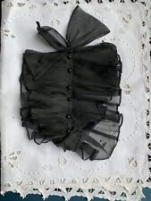 Unusual 1930s Black Muslin Lace collar -Flounces, Round Faceted jet buttons picture