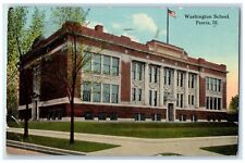 1912 Washington School Exterior View Building Peoria Illinois Vintage Postcard picture