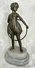 Vintage  Girl w/ Hula Hoop Cast Bronze 8 3/4