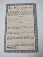 VINTAGE 1925 LOVE POTIONS AND CHARMS SUPERSTITIONS CARD BY EXHIBIT... picture