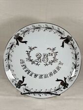 Lefton 25th Anniversary China Plate Hand Painted White and Silver 10.25” picture