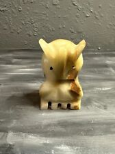 Vintage Carved Marble Onyx Owl Figurine Multicolor Made In Mexico Small picture