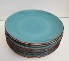 Royal Norfolk Dinner Plates Teal Color Stoneware (8) picture