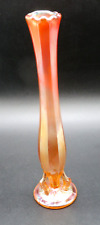 Vintage Marigold Carnival Glass Bud Vase 3 legs on base 9