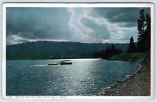 1920's MOONLIGHT ON LAKE CHATCOLET IDAHO ANTIQUE PHOSTINT POSTCARD picture
