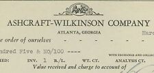1940 Ashcraft-Wilkinson Company Atlanta Georgia Nitrate of Soda WWII Invoice 397 picture