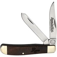 Remington Mini Trapper 870 Pocket Knife Stainless Steel Blades Brown Wood Handle picture