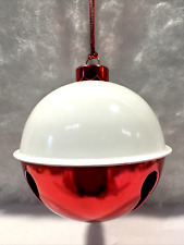 Fishing Bobber Large Christmas Jingle Bell Ornament 4” Red & White Tree Hanging picture