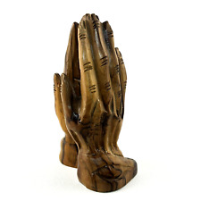 Vintage Carved Olive Wood Praying Hands EUC Religious Gift Blessed picture