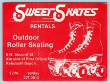 1960's REHOBOTH BEACH DELAWARE SWEET SKATES RENTALS OUTDOOR ROLLER SKATING CARD picture