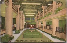 c1940s Los Angeles California Postcard ALEXANDRIA HOTEL Lobby / Front Desk View picture