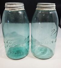 Set of 2 Vintage Ball Mason Drop A 1/2 Gallon Canning Jars Ball Zinc Lids picture
