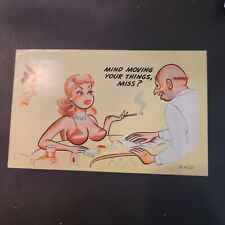 Vtg Postcard Humor Pretty Woman Mind Moving Your Things Miss Bartender Alcohol picture