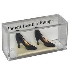 Miniature Patent Leather Pumps Black High Heel Shoes Salesman Sample Display Box picture