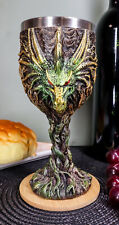 Ebros Dryad Greenman Earth Dragon 5oz Wine Goblet Chalice Cup Fantasy Decor picture