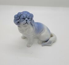 Vintage Porcelain Pekingese Dog Blue & White Figurine Retro picture