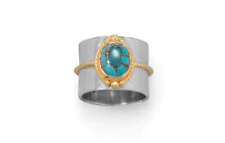 Two Toned Rope Edge Turquoise Ring picture