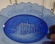 Avon Cobalt Blue Glass Mount Vernon George & Martha Washington Oval Soap Plate. picture