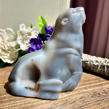 1070g Huge Carved crystal agate bear figurine animal statue Home decor picture