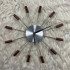 Vintage George Nelson Starburst Atomic Wall Clock MCM Silver Brown picture