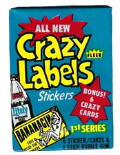 Vintage 1979 CRAZY LABELS FLEER 1 FACTORY Sealed Wax Pack ALA Wacky Packages picture