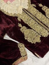 ANTIQUE ISLAMIC OTTOMAN EMBROIDERED JACKET RED VELVET GOLD WOMEN’S MINTAN picture