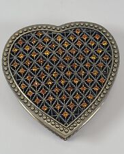 Vintage Heart Shaped Trinket Box with Rhinestones,  3 inches long 1 inch tall picture