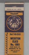 Matchbook Cover - West Virginia Weirton Elks No. 1801 Weirton, WV picture