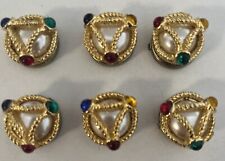 NONY New York Vintage Fancy Gold Jewel Tone Button Cover Set of 6 picture