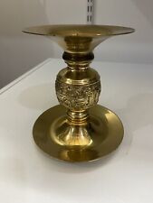 Vintage Solid Brass Pillar Candle Holder Ornate picture