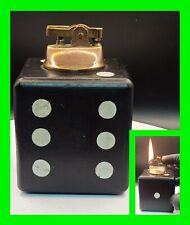 Unique Vintage MCM Gambling Dice Motif Table Petrol Lighter In Working Condition picture